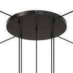 Runder Lampenbaldachin aus Aluminium Ø 50 cm mit Halterung und Schutzleiter-Textilkabel, mit 5 frontalen Bohrungen – Schwarz – Ansicht 21