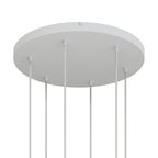 Runder Lampenbaldachin aus Aluminium Ø 50 cm mit Halterung und Schutzleiter-Textilkabel, mit 6 frontalen Bohrungen – Mattweiß