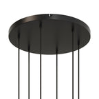 Runder Lampenbaldachin aus Aluminium Ø 50 cm mit Halterung und Erdungs-Textilkabel, mit 6 Frontbohrungen – Schwarz