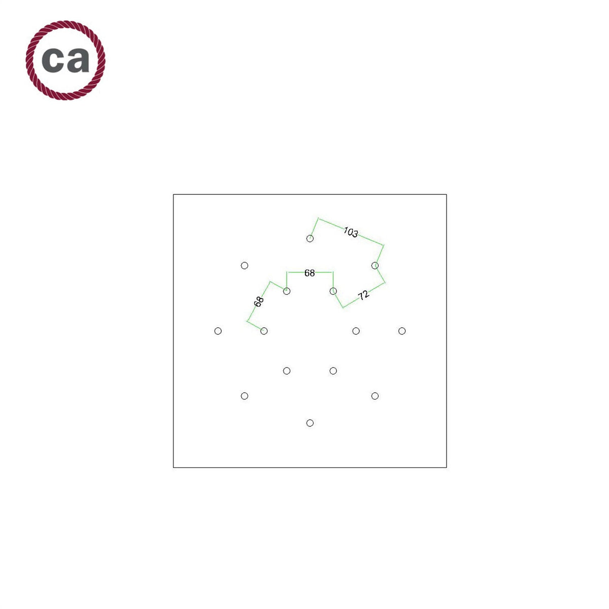 Lampenbaldachin XXL Rose-One quadratisch, 400 mm mit 14 Löchern und 4 seitlichen Löchern – Mattweiß – Ansicht 7