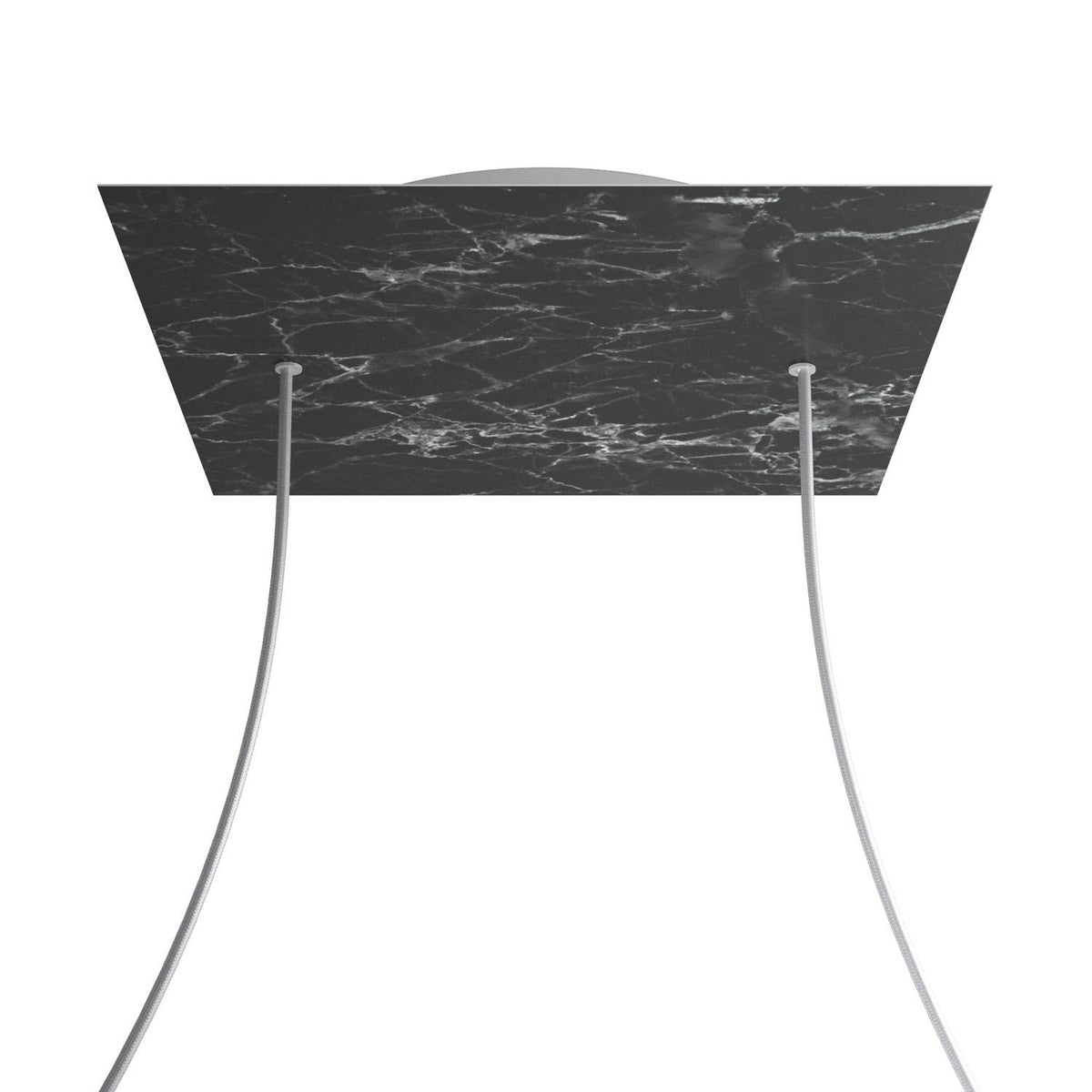 Lampenbaldachin XXL Rose-One quadratisch, 400 mm mit 2 Öffnungen und 4 seitlichen Öffnungen - Marmor Marquina