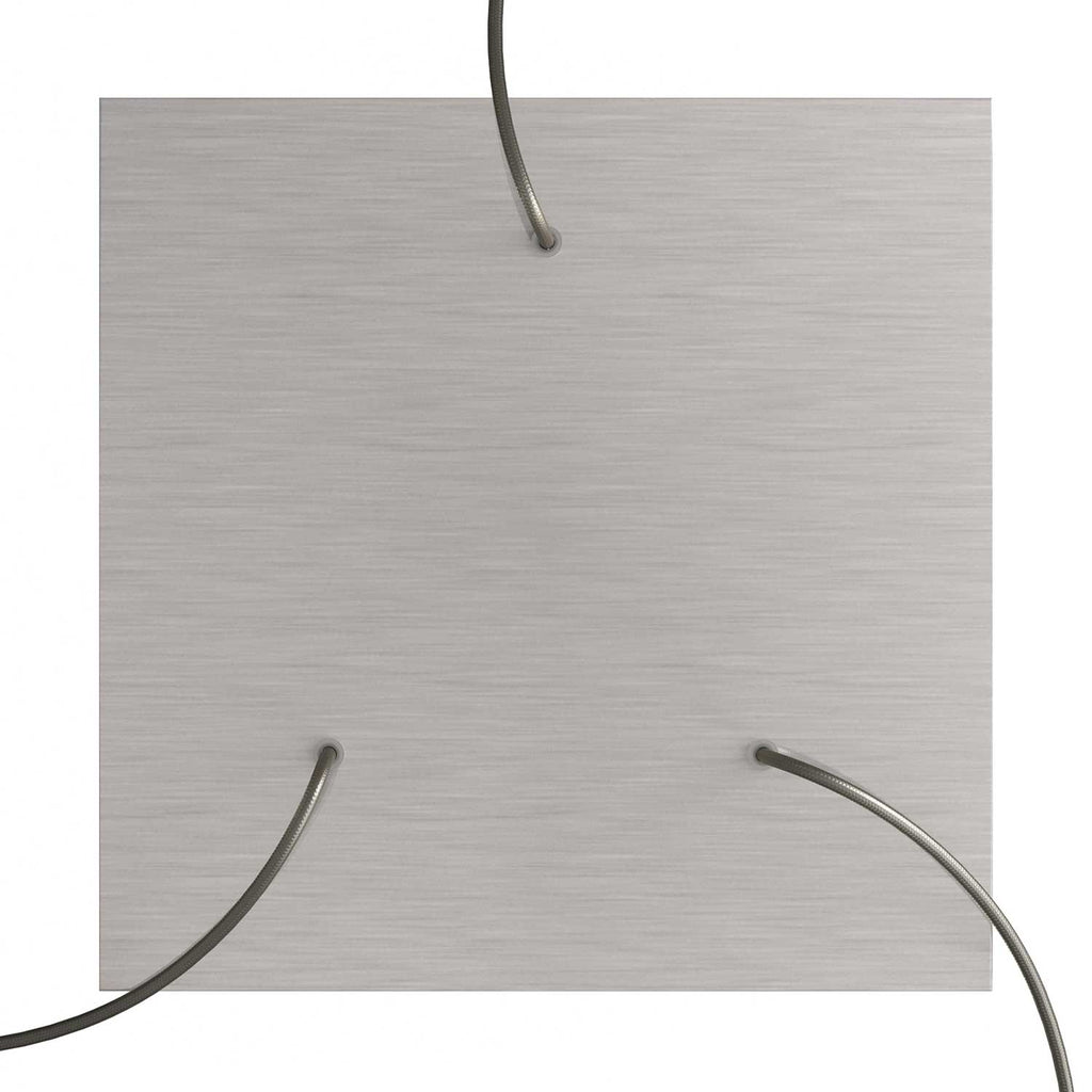 Baldachin XXL Rose-One quadratisch, 400 mm mit 3 und 4 seitlichen Löchern – Dibond Satin-Stahl – Ansicht 2