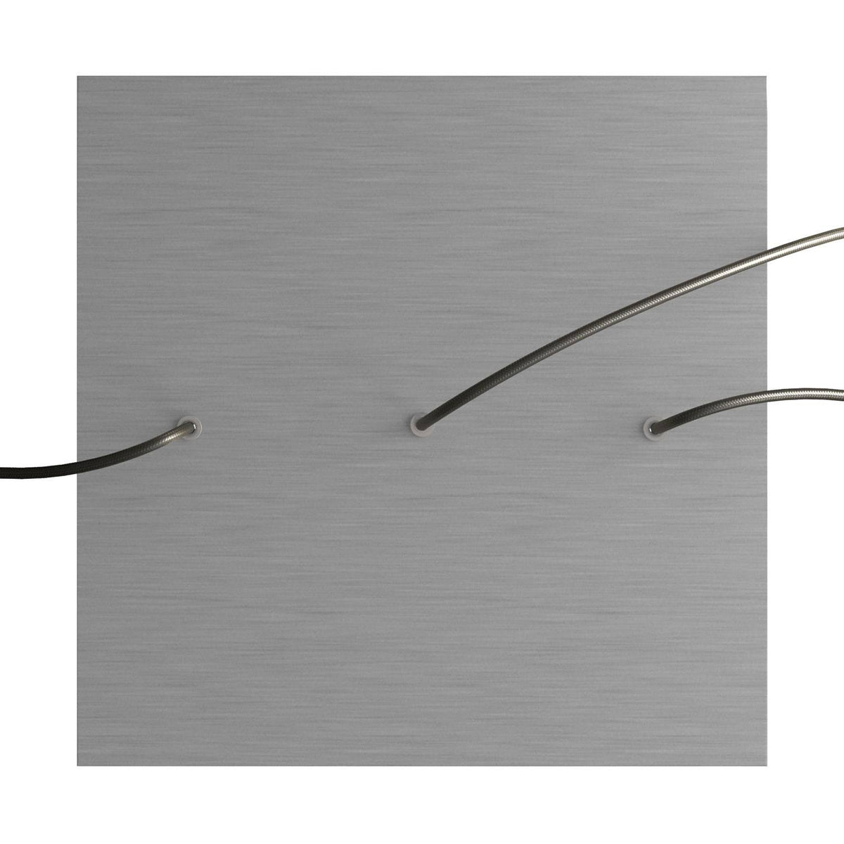 Rosone XXL Rose-One quadratisch, 400 mm mit 3 Löchern in Linie und 4 seitlichen Löchern – Dibond Satin-Stahl – Ansicht 2