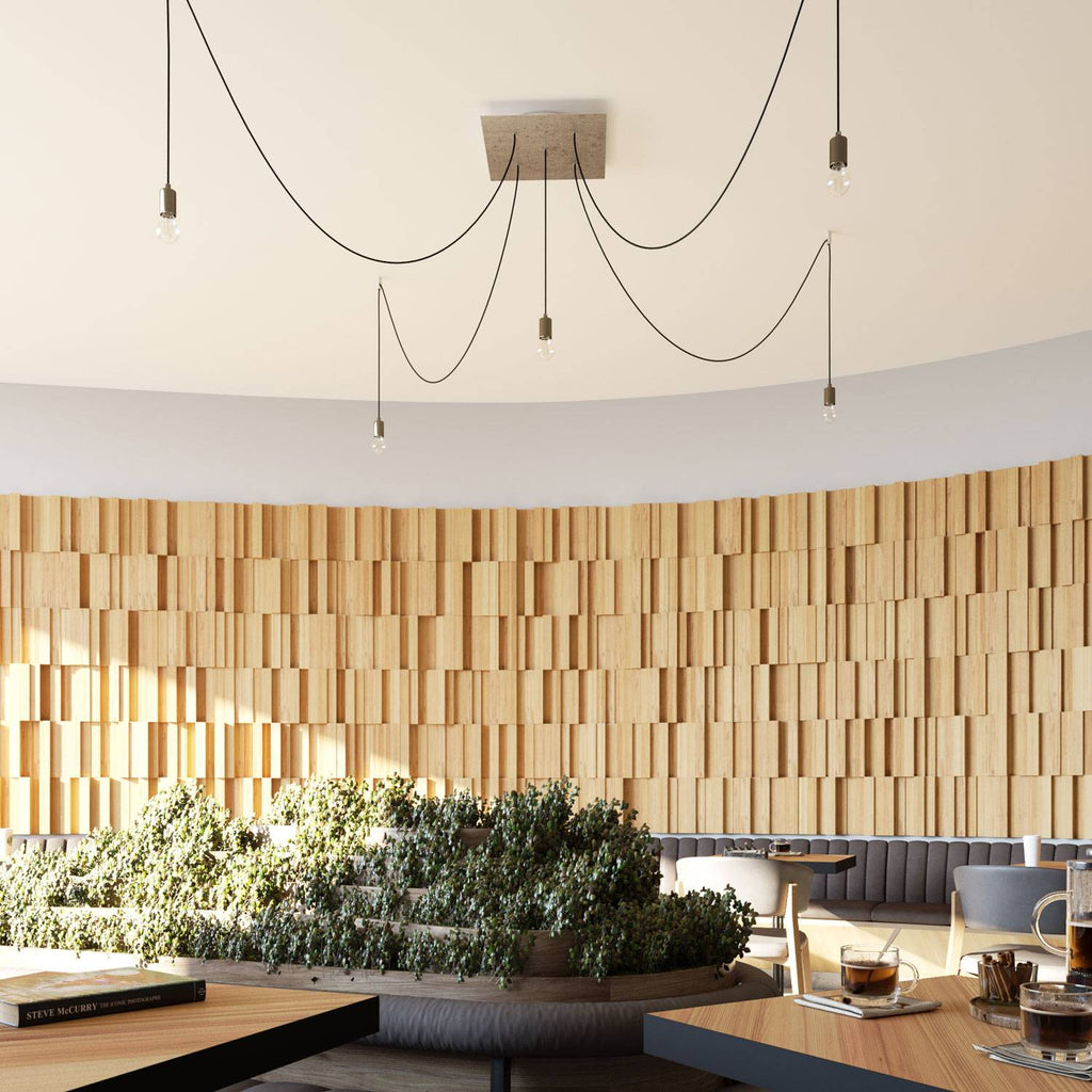 Lampenbaldachin XXL Rose-One quadratisch, 400 mm mit 5 Löchern und 4 seitlichen Löchern - Zuckerpapier-Blau – Ansicht 5