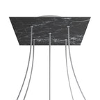Lampenbaldachin XXL Rose-One quadratisch, 400 mm mit 5 Löchern und 4 seitlichen Löchern - Marmor Marquina