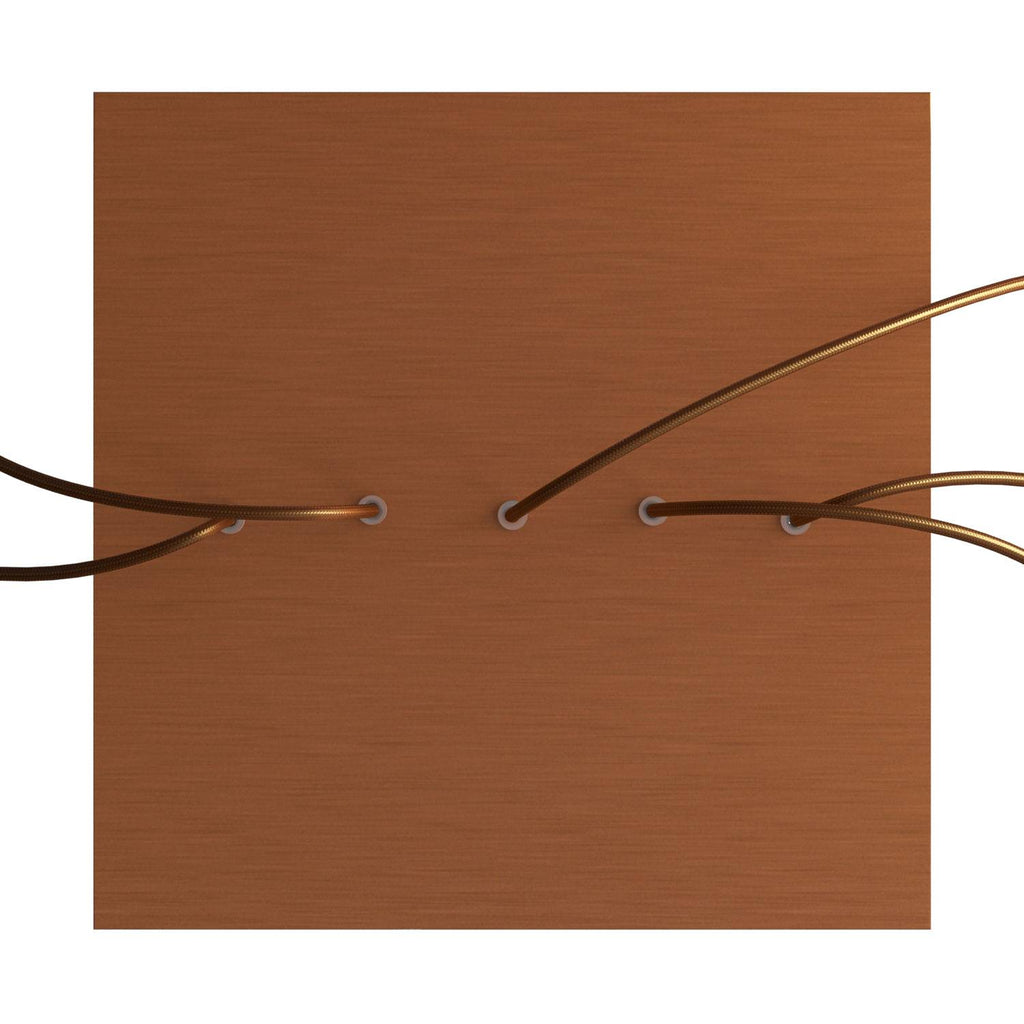 Rosone XXL Rose-One quadratisch, 400 mm mit 5 Löchern in Linie und 4 seitlichen Löchern - Dibond Satin-Kupfer – Ansicht 2
