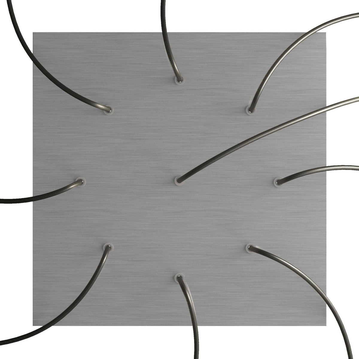 XXL Baldachin Rose-One quadratisch, 400 mm mit 9 Löchern und 4 seitlichen Löchern – Dibond satiniertes Stahlfinish – Ansicht 2