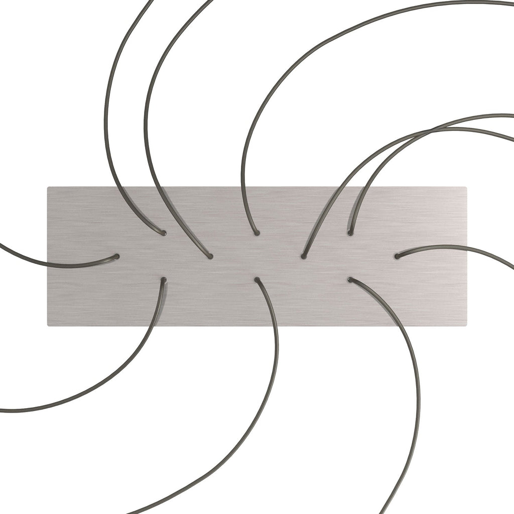 XXL Rose-One rechteckige Rosette mit 10 Löchern und 6 seitlichen Löchern, Maße 675 x 225 mm - Dibond satiniertes Stahl – Ansicht 2