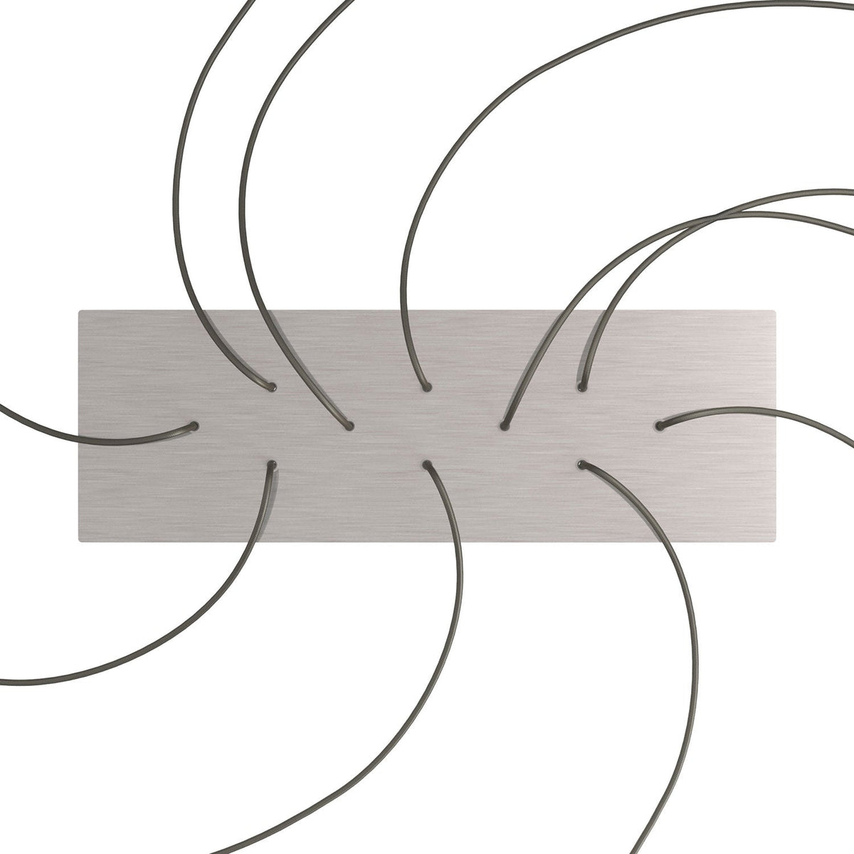 XXL Rose-One rechteckige Rosette mit 10 Löchern und 6 seitlichen Löchern, Maße 675 x 225 mm - Dibond satiniertes Stahl – Ansicht 2