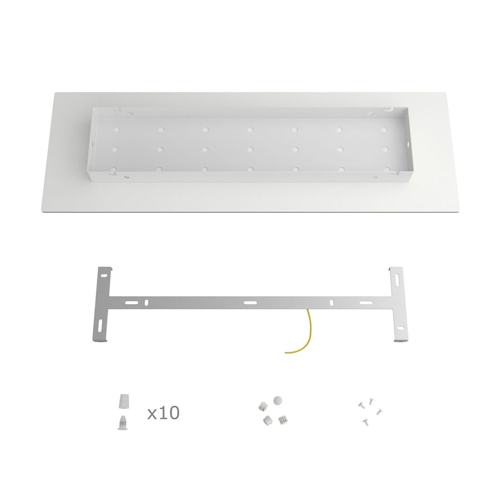 XXL Rose-One rechteckige Rosette mit 10 Löchern und 6 seitlichen Löchern, Maße 675 x 225 mm - Dibond satiniertes Stahl – Ansicht 4