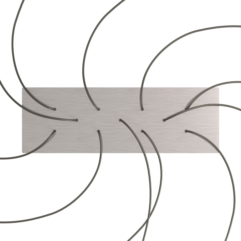 XXL Rosette Rose-One rechteckig mit 11 Löchern und 6 seitlichen Löchern, Maße 675 x 225 mm – Dibond satiniertes Stahl – Ansicht 2