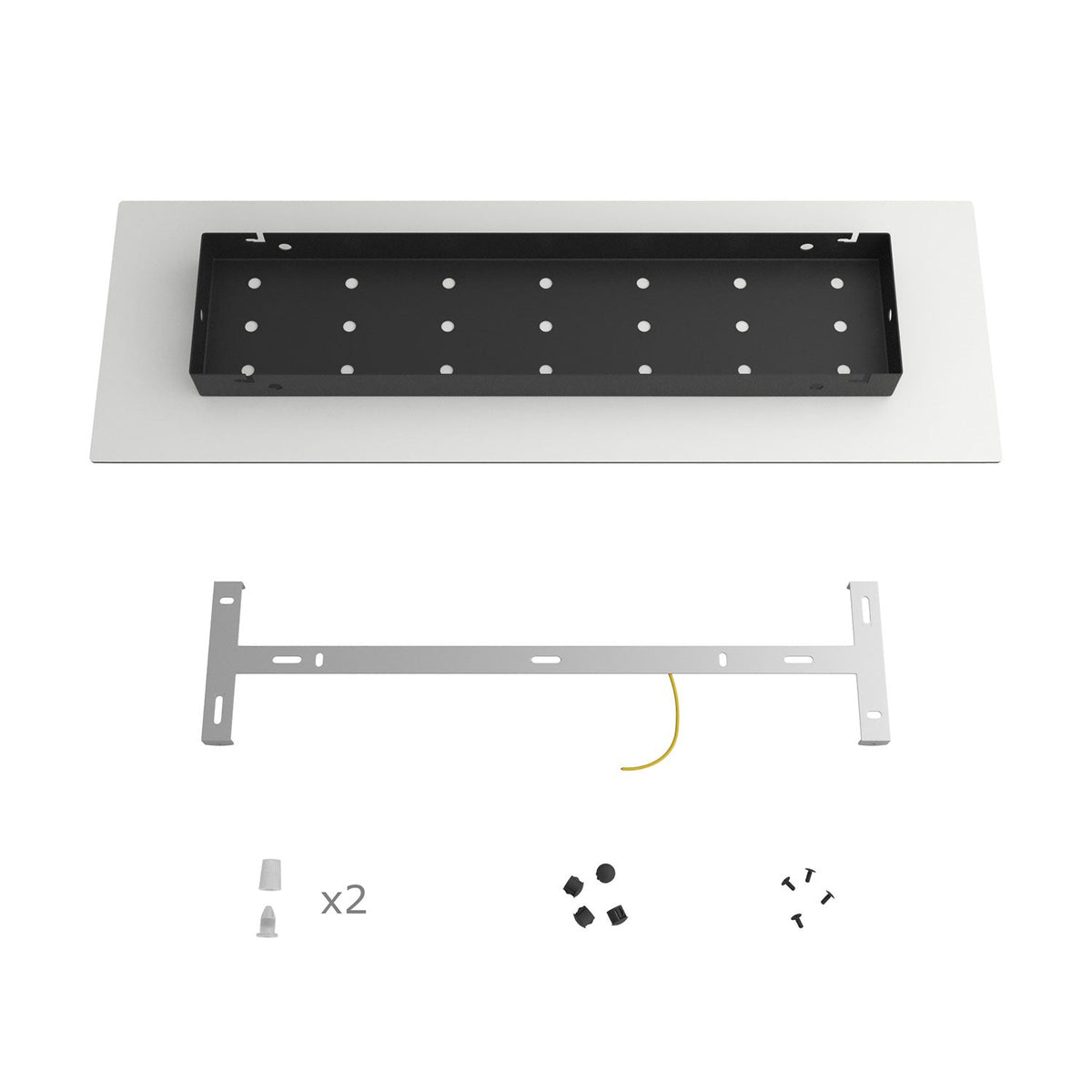 Rose-One XXL Rechteckiger Baldachin mit 2 Bohrungen und 6 seitlichen Bohrungen, Maße 675 x 225 mm – Dibond Satin-Kupfer – Ansicht 8