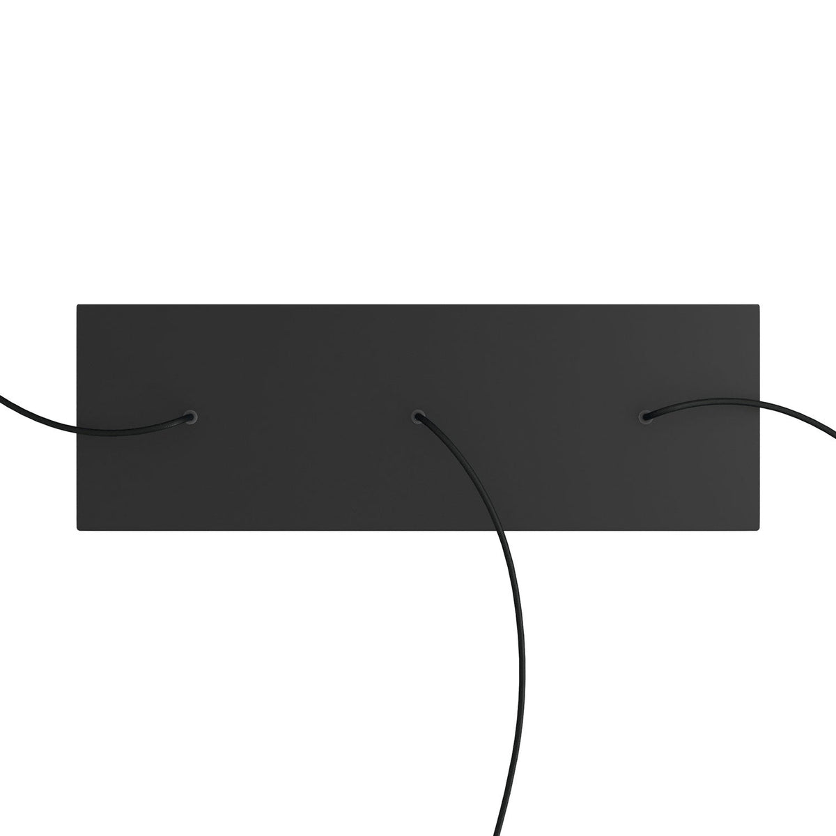 XXL-Baldachin Rose-One rechteckig mit 3 Durchgangslöchern und 6 seitlichen Bohrungen. Maße: 675 x 225 mm – Dibond Schwarz matt – Ansicht 2