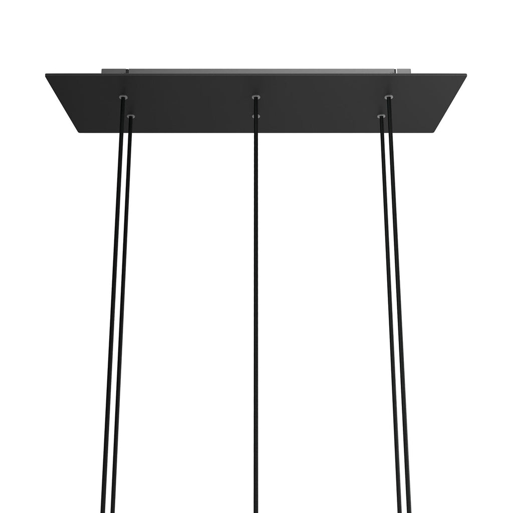 Rose-One XXL Baldachin rechteckig mit 6 Öffnungen und 6 seitlichen Öffnungen, Maße 675 x 225 mm – Dibond Matt Schwarz