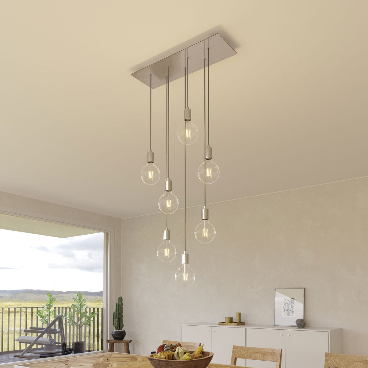 Baldachin XXL Rose-One rechteckig mit 7 Löchern und 6 seitlichen Löchern, Maße 675 x 225 mm – Dibond Satiniertes Stahl – Ansicht 4