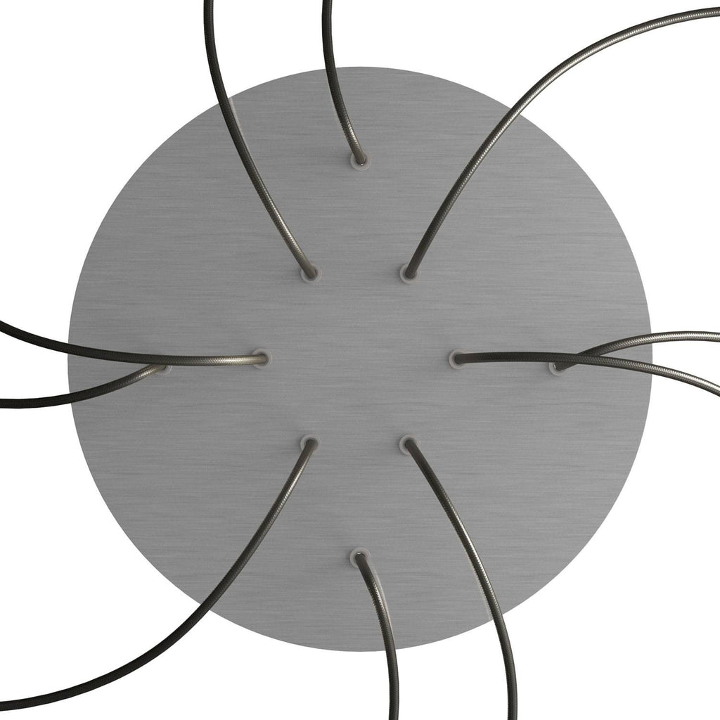 XXL-Rosette Rose-One rund, Durchmesser 400 mm mit 10 Öffnungen und 4 seitlichen Öffnungen – Dibond Edelstahl satiniert – Ansicht 2