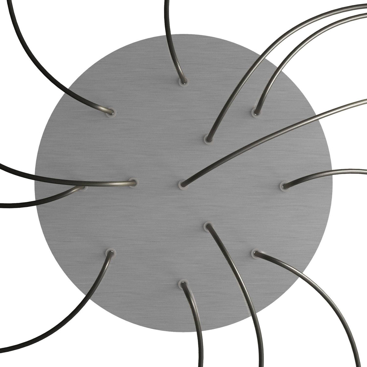XXL Rose-One Baldachin rund, Durchmesser 400 mm mit 12 Löchern und 4 seitlichen Löchern – Dibond Satin-Stahl – Ansicht 2