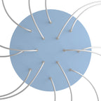 XXL Lampenbaldachin Rose-One rund, Durchmesser 400 mm mit 14 Löchern und 4 seitlichen Löchern – Zuckerpapier Blau – Ansicht 2