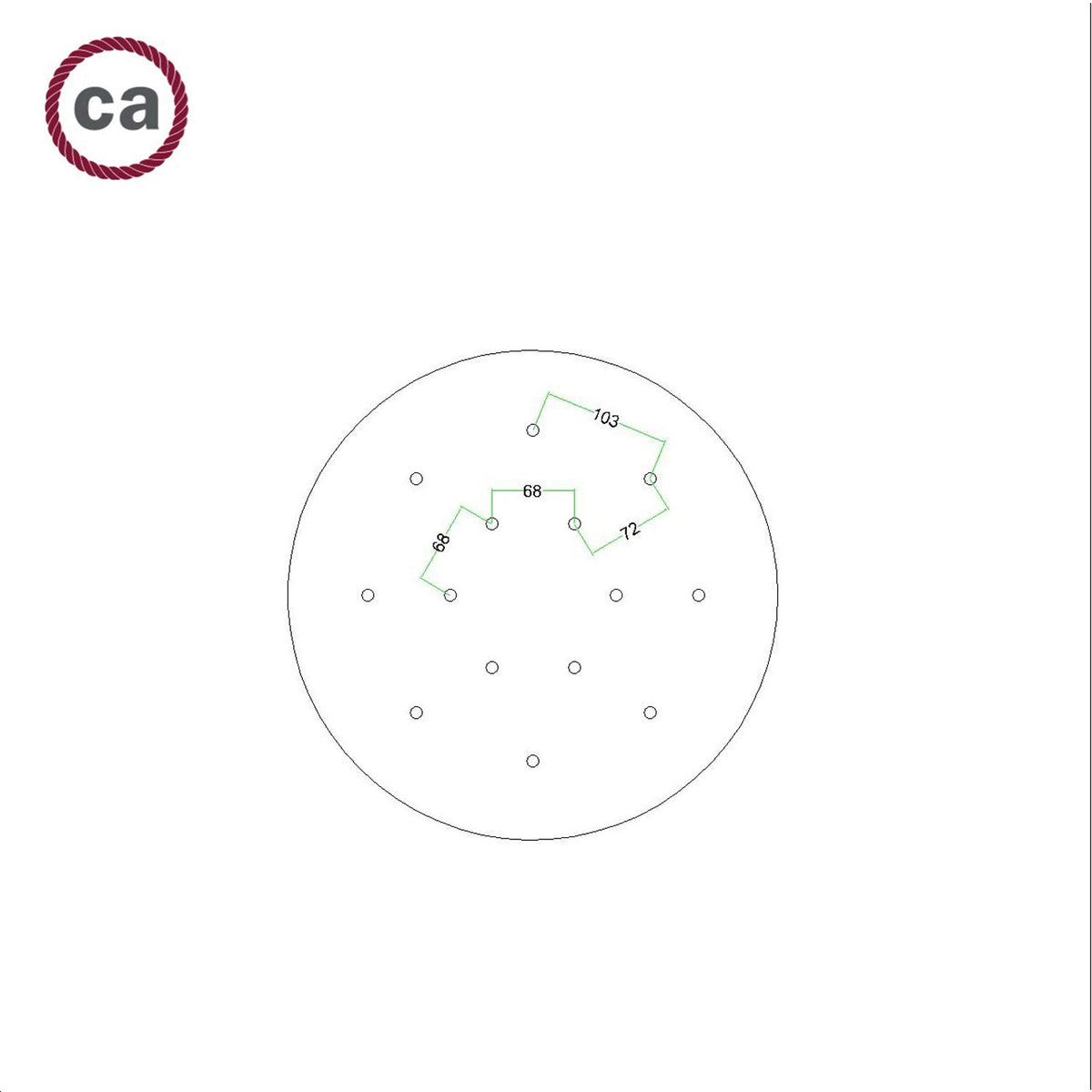 XXL Baldachin Rose-One rund, Durchmesser 400 mm mit 14 Löchern und 4 Seitenlöchern – Wiesen-Grün – Ansicht 7