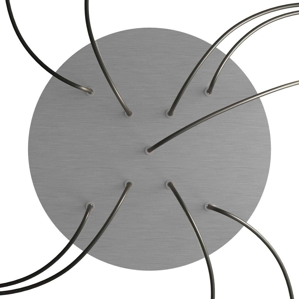 XXL-Baldachin Rose-One rund, Durchmesser 400 mm mit 9 X-förmigen und 4 seitlichen Löchern – Dibond satiniertem Stahl – Ansicht 2