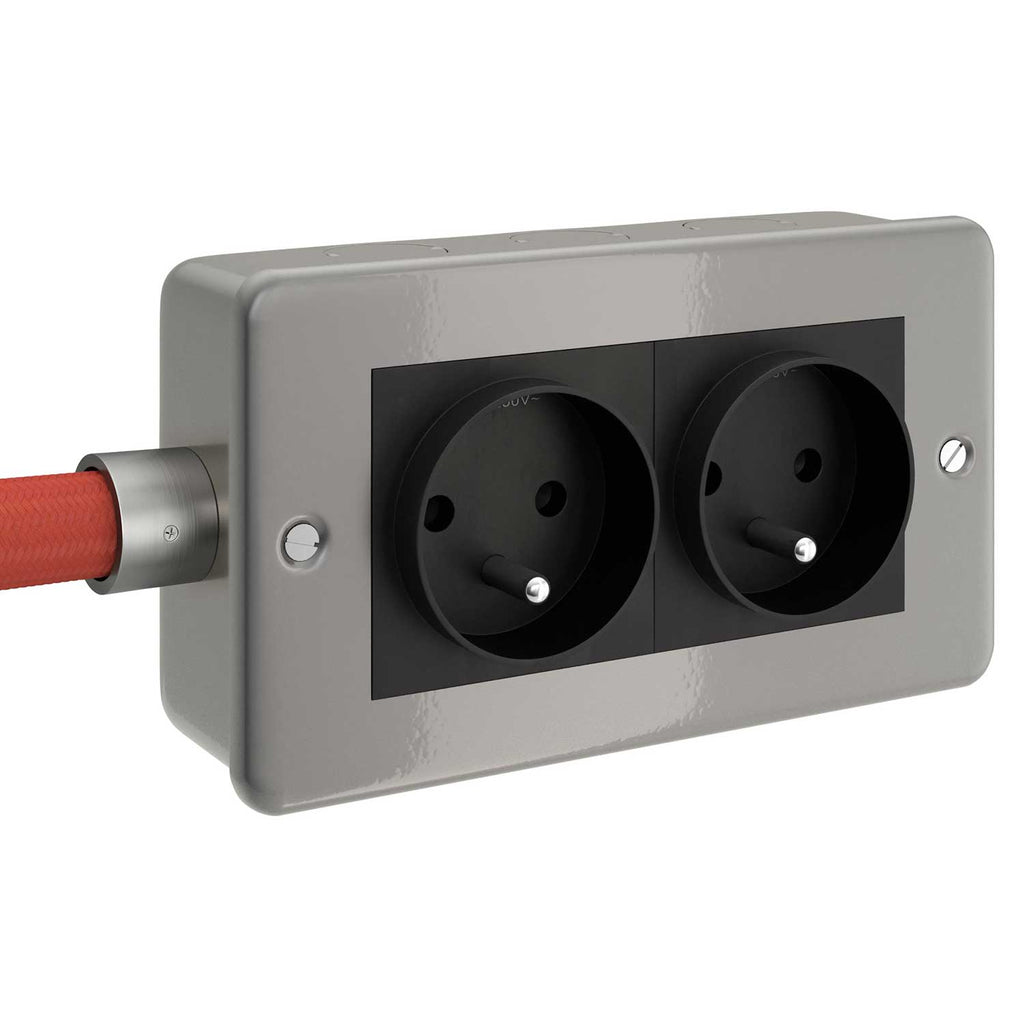 Metall-Wanddose mit Doppel-Steckdose Typ F für Creative-Tube – Ansicht 2