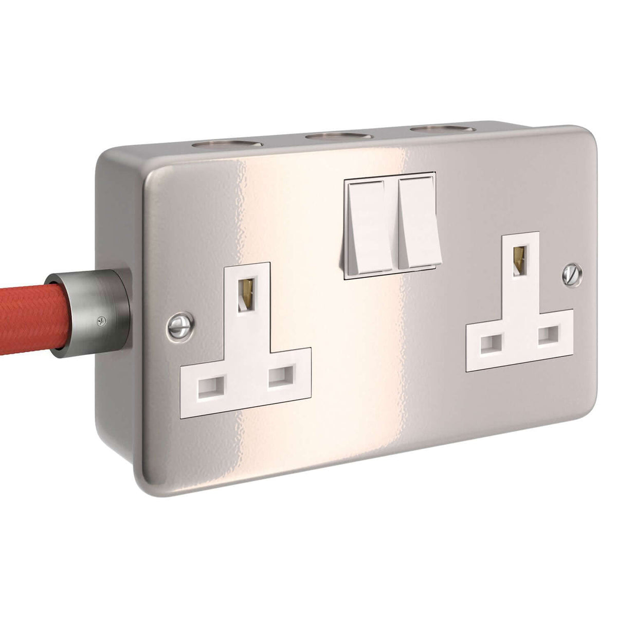 Metall-Wandbox mit Doppel-UK-Steckdose und Doppelschalter für Creative-Tube – Ansicht 2