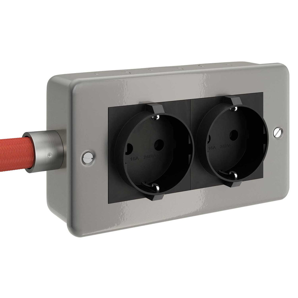 Wandkasten aus Metall mit Doppel-Schuko-Steckdose für Creative-Tube – Ansicht 2