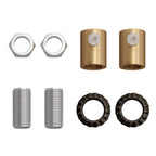 Zylindrische Zugentlastung aus satiniertem Bronze-Metall, komplett mit Stange, Mutter und Unterlegscheibe – Ansicht 4