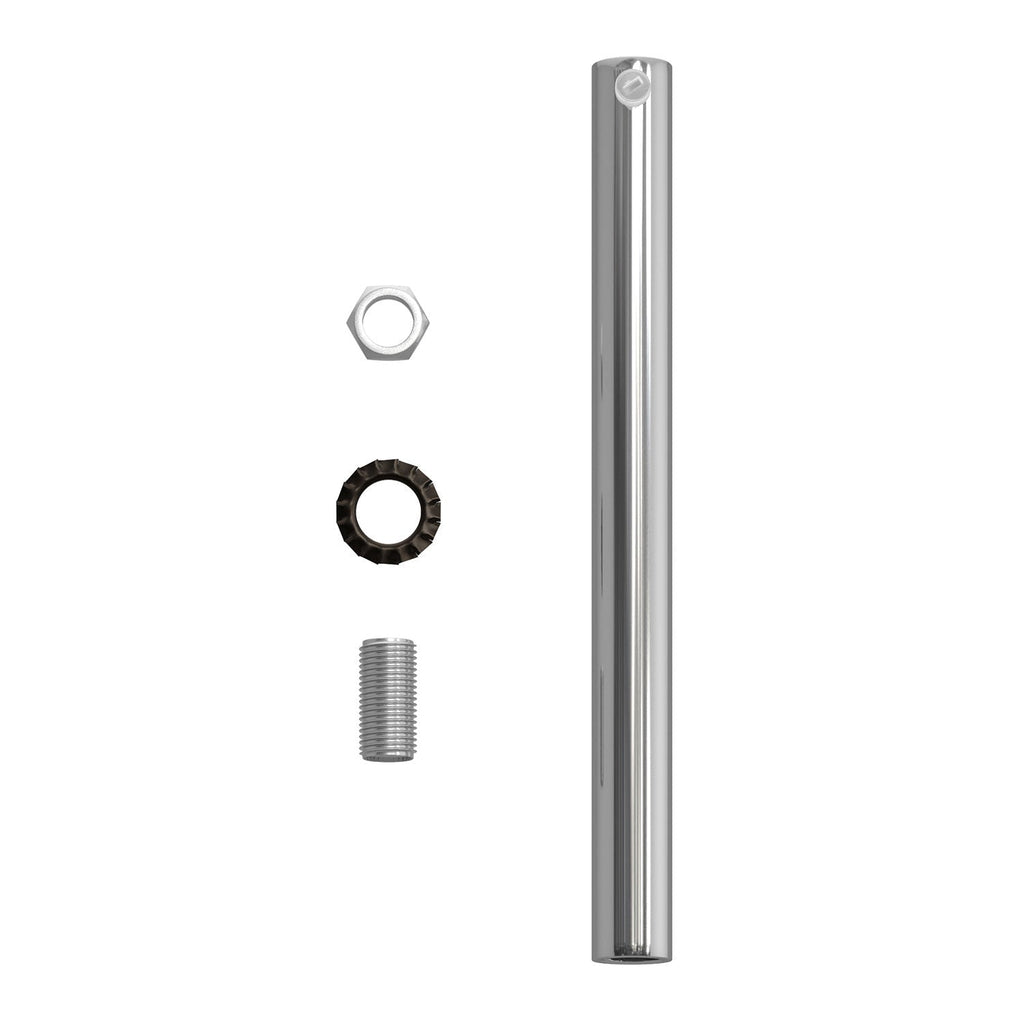 Zylindrische Klemmschelle aus Metall, 15 cm lang, komplett mit Stab, Mutter und Unterlegscheibe – Chrom – Ansicht 4