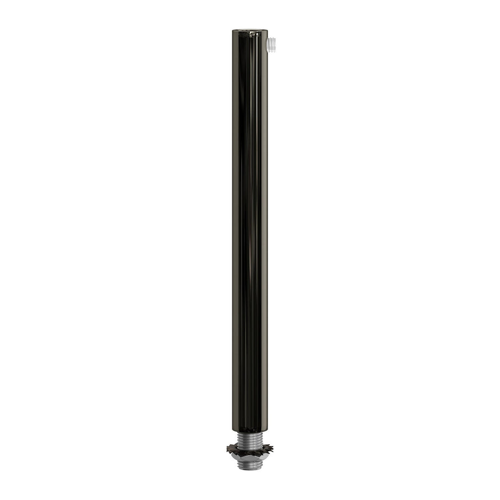 Zylindrische Zugentlastung aus Metall, 15 cm lang, komplett mit Stange, Mutter und Unterlegscheibe – Perlenschwarz