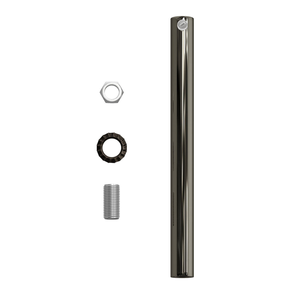 Zylindrische Zugentlastung aus Metall, 15 cm lang, komplett mit Stange, Mutter und Unterlegscheibe – Perlenschwarz – Ansicht 4