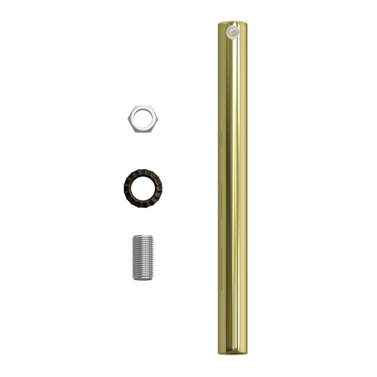 Zylindrische Kabelverschraubung aus Metall 15 cm mit Stange, Mutter und Scheibe – Messing – Ansicht 4