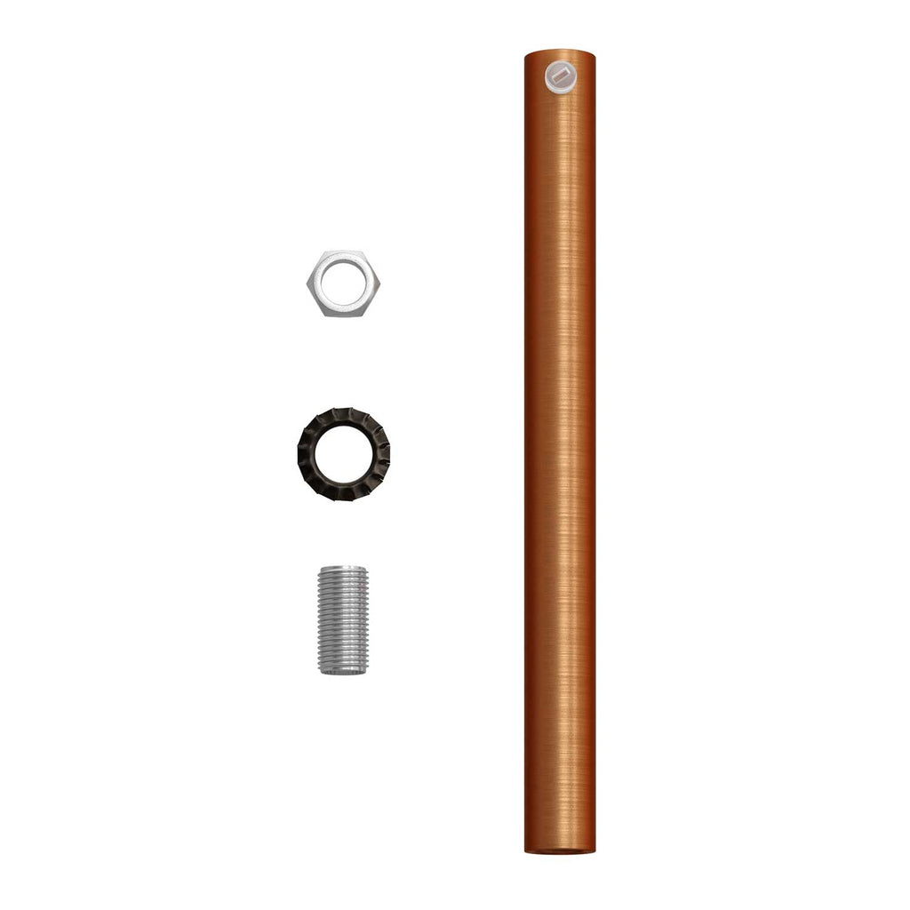 Zylindrische Zugentlastung aus Metall, Länge 15 cm, komplett mit Stange, Mutter und Unterlegscheibe – Gebürstetes Kupfer – Ansicht 4