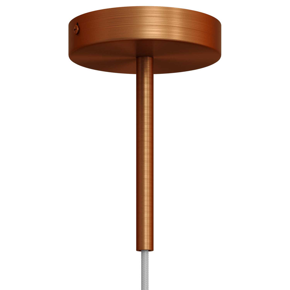 Zylindrische Zugentlastung aus Metall, Länge 15 cm, komplett mit Stange, Mutter und Unterlegscheibe – Gebürstetes Kupfer – Ansicht 3