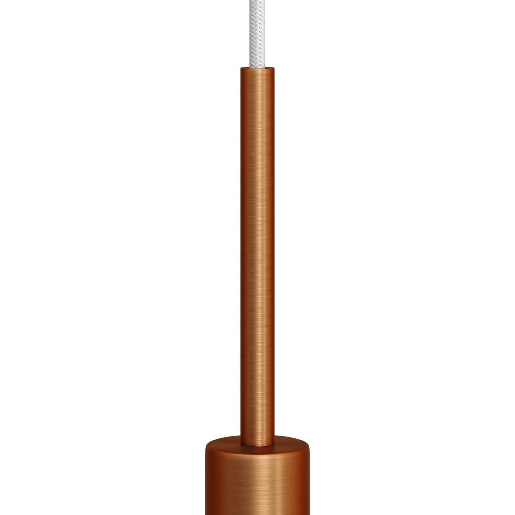 Zylindrische Zugentlastung aus Metall, Länge 15 cm, komplett mit Stange, Mutter und Unterlegscheibe – Gebürstetes Kupfer – Ansicht 2