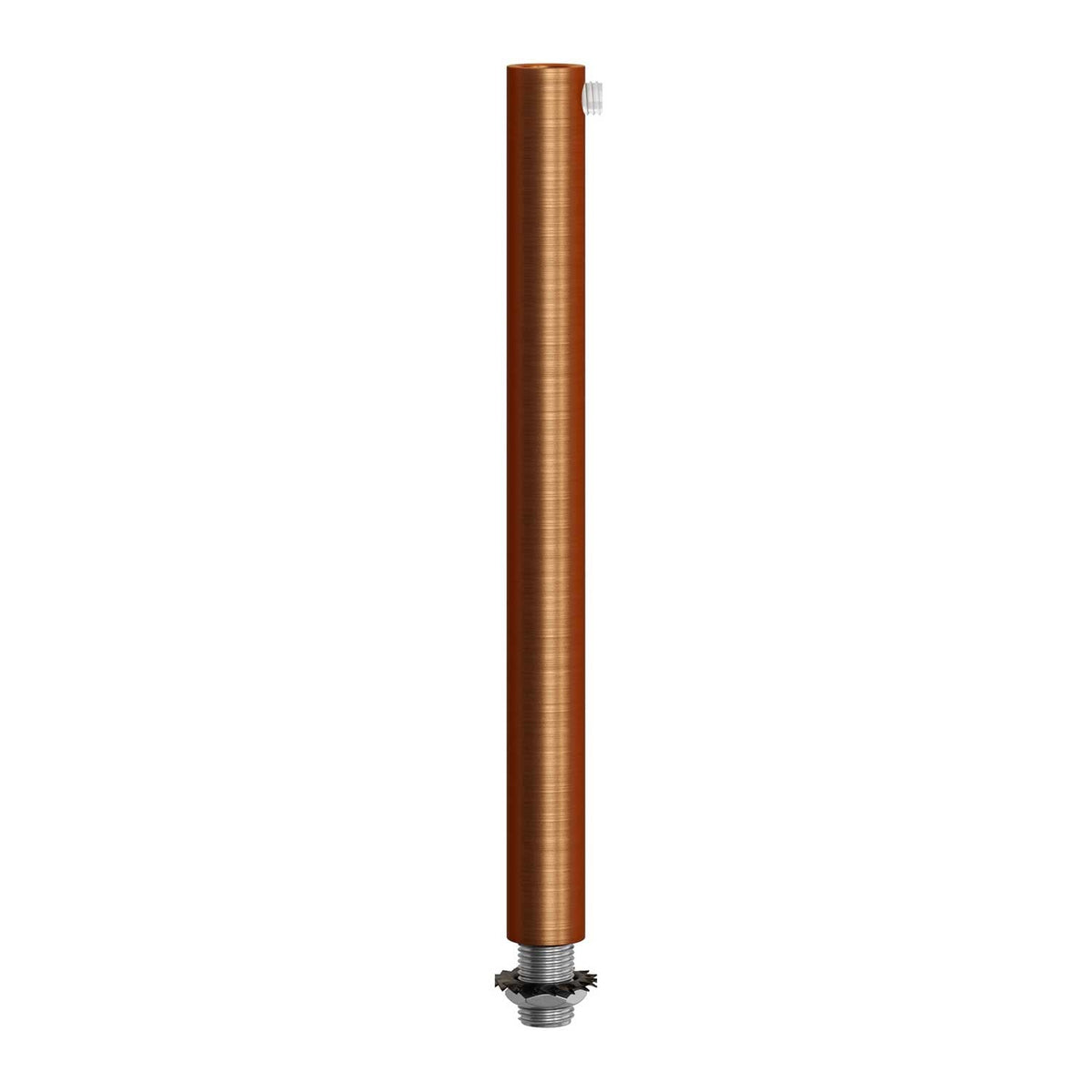 Zylindrische Zugentlastung aus Metall, Länge 15 cm, komplett mit Stange, Mutter und Unterlegscheibe – Gebürstetes Kupfer
