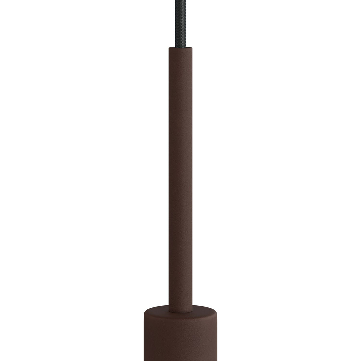 Zylindrische Metall-Zugentlastung 15 cm Länge mit Stange, Mutter und Scheibe – Dunkelrost lackiert – Ansicht 2