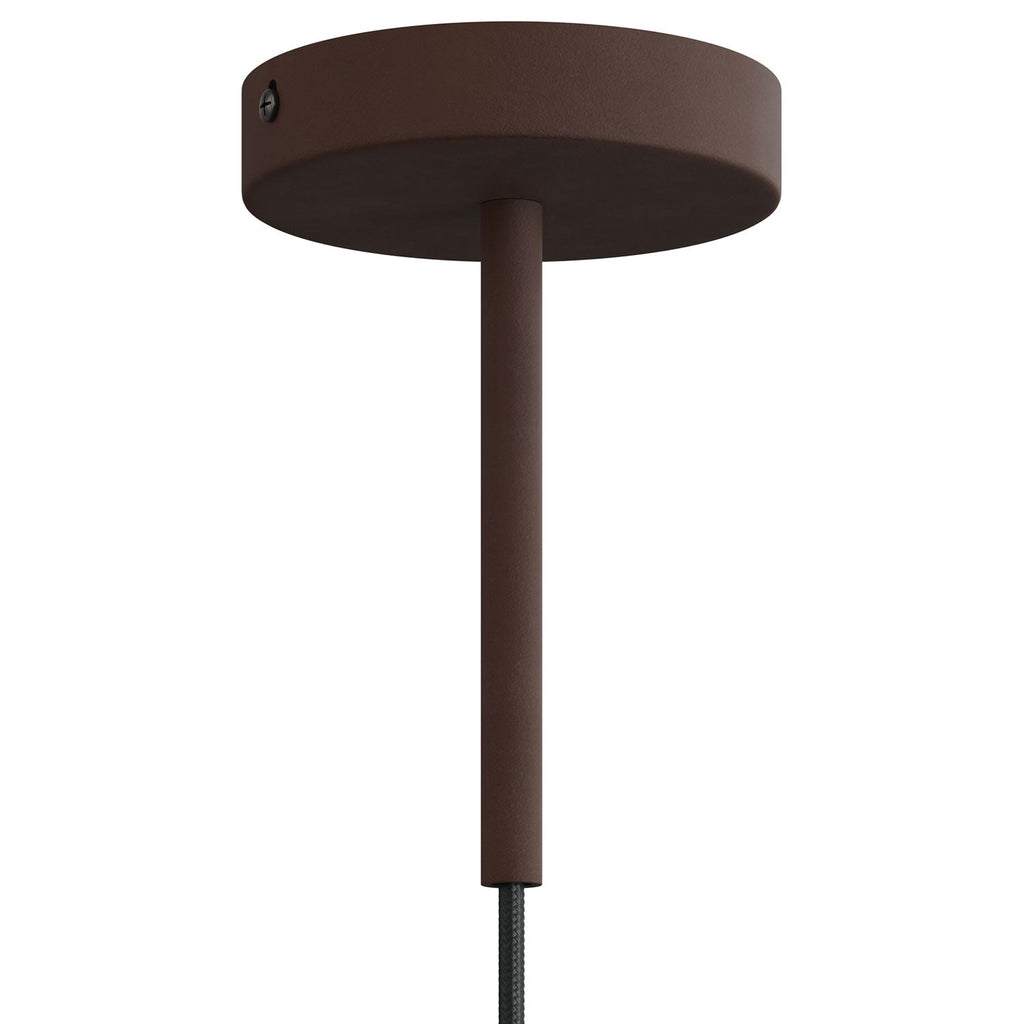Zylindrische Metall-Zugentlastung 15 cm Länge mit Stange, Mutter und Scheibe – Dunkelrost lackiert – Ansicht 3