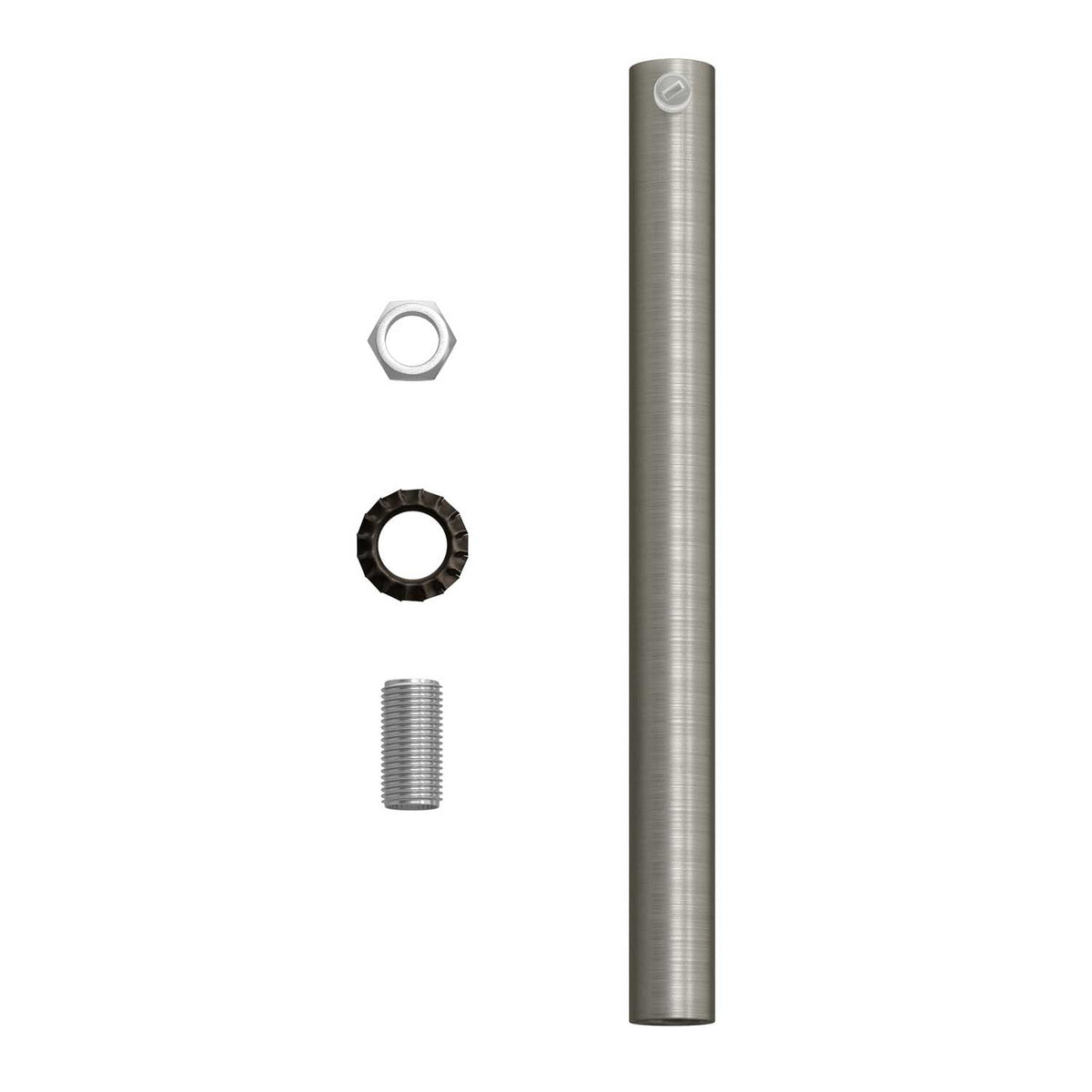 Zylindrische Kabeldurchführung aus Metall, 15 cm lang, komplett mit Zugstange, Mutter und Scheibe – Satiniert Titan – Ansicht 4