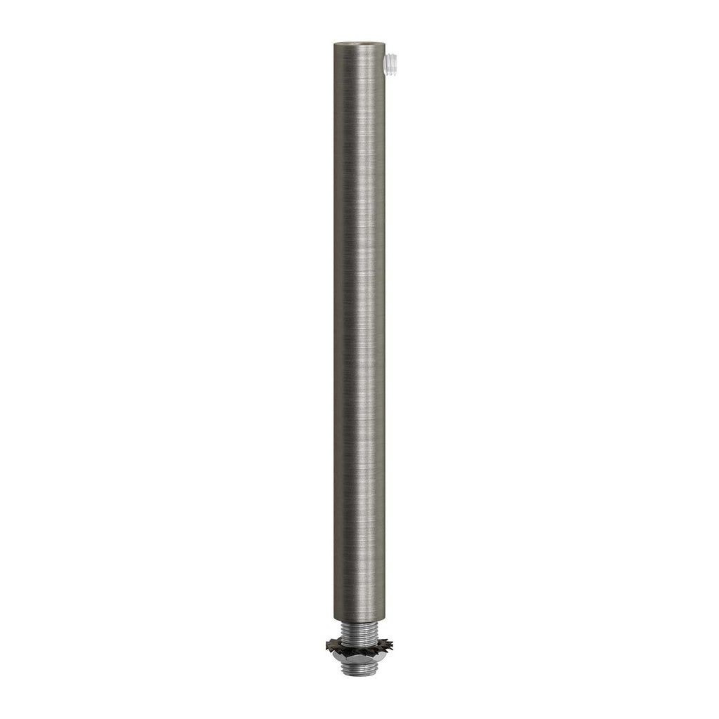 Zylindrische Kabeldurchführung aus Metall, 15 cm lang, komplett mit Zugstange, Mutter und Scheibe – Satiniert Titan