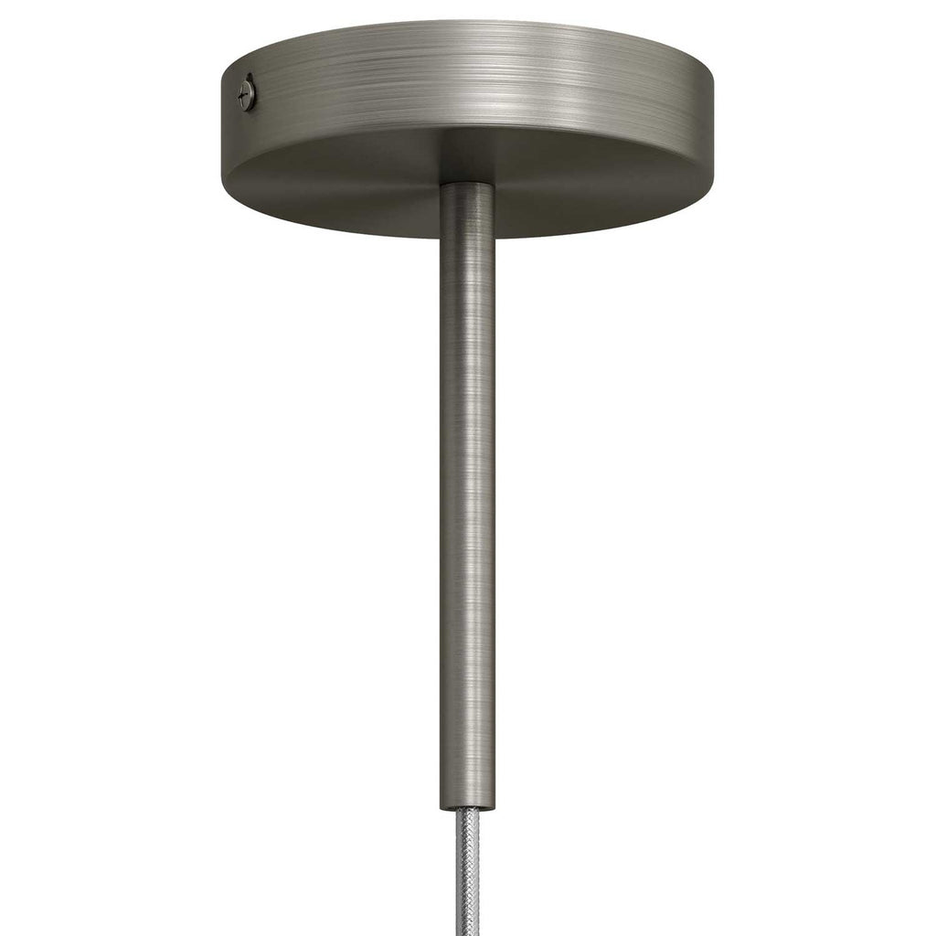 Zylindrische Kabeldurchführung aus Metall, 15 cm lang, komplett mit Zugstange, Mutter und Scheibe – Satiniert Titan – Ansicht 3