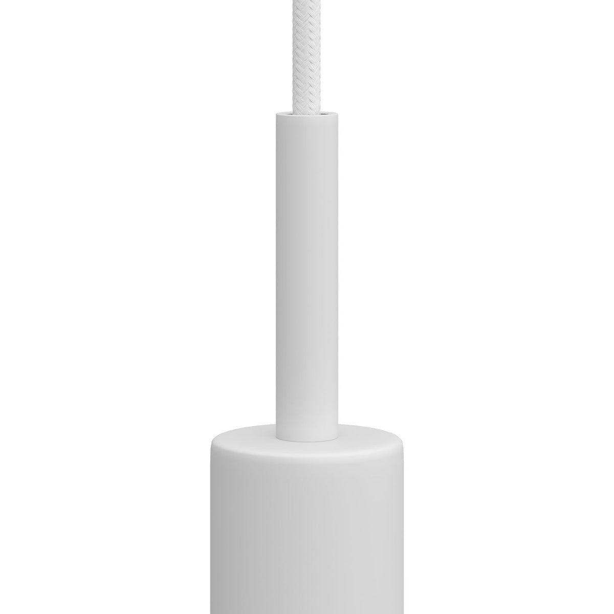 Zylindrische Metall-Zugentlastung, Länge 7 cm, inklusive Gewindestange, Mutter und Unterlegscheibe – Weiß – Ansicht 2