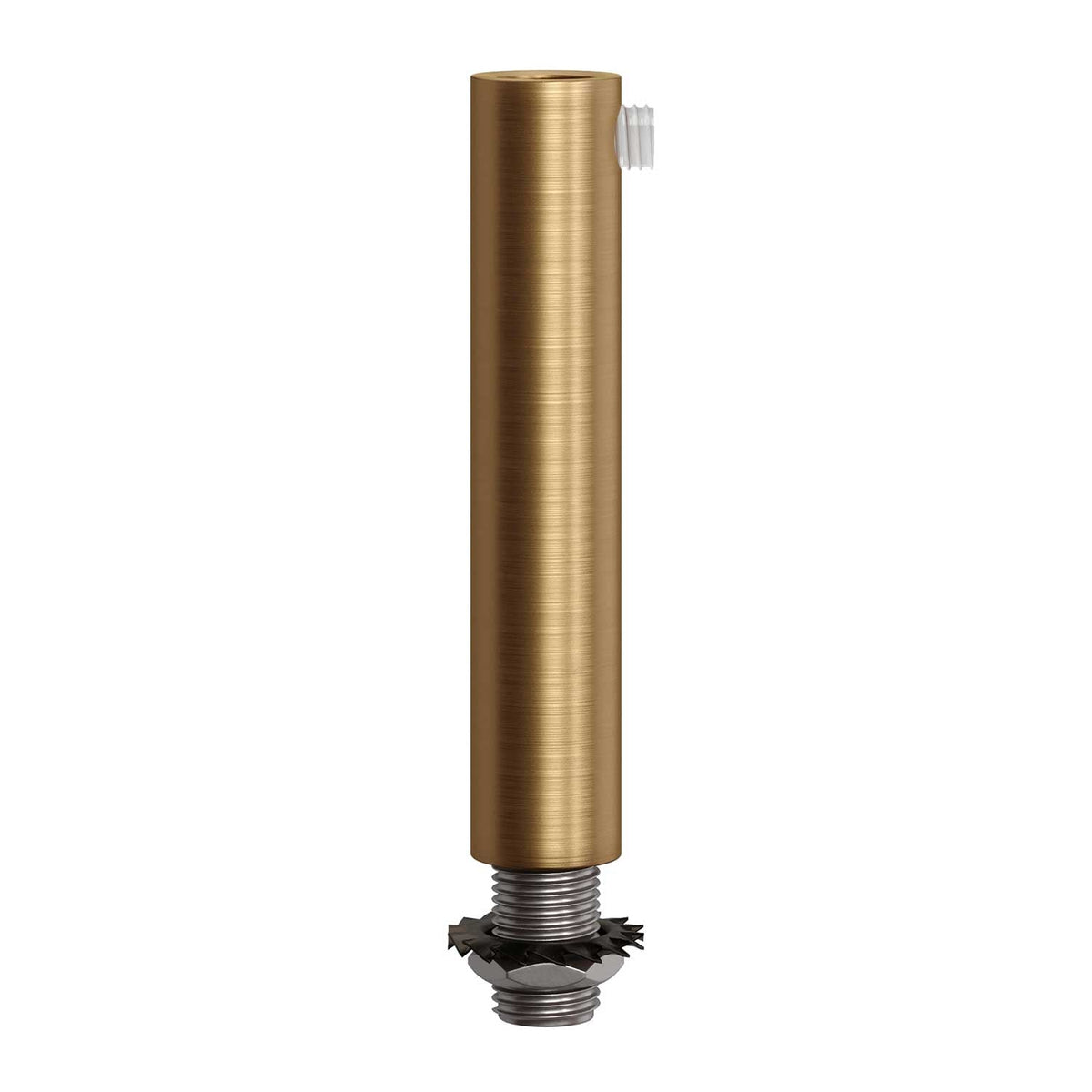 Zylindrische Metallzugentlastung, 7 cm lang, komplett mit Stange, Mutter und Unterlegscheibe - Satiniertes Bronze