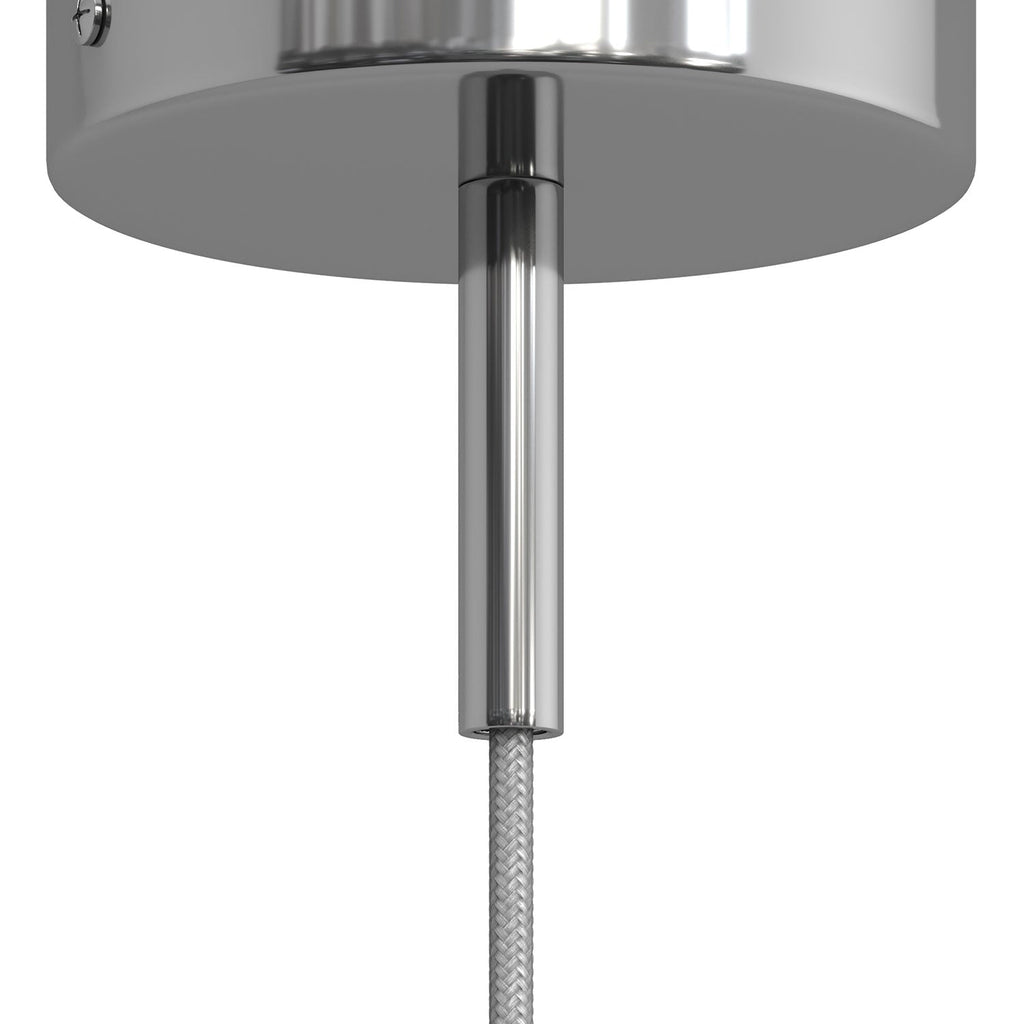 Zylindrische Metall-Zugentlastung, 7 cm lang, mit Stange, Mutter und Unterlegscheibe – Chrom – Ansicht 3