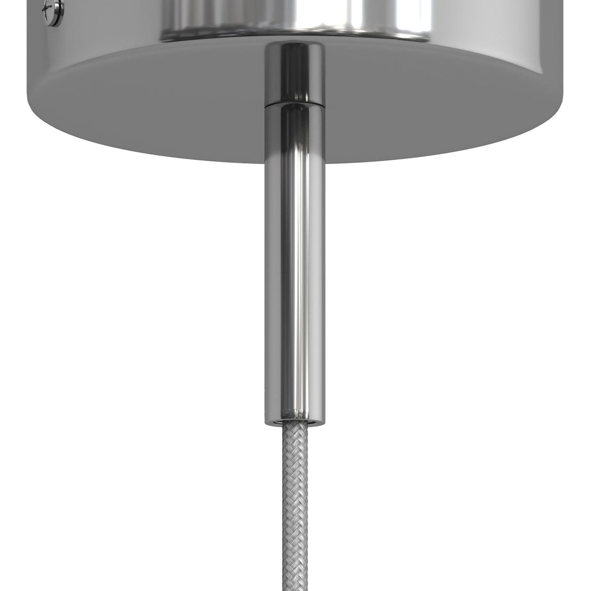 Zylindrische Metall-Zugentlastung, 7 cm lang, mit Stange, Mutter und Unterlegscheibe – Chrom – Ansicht 3