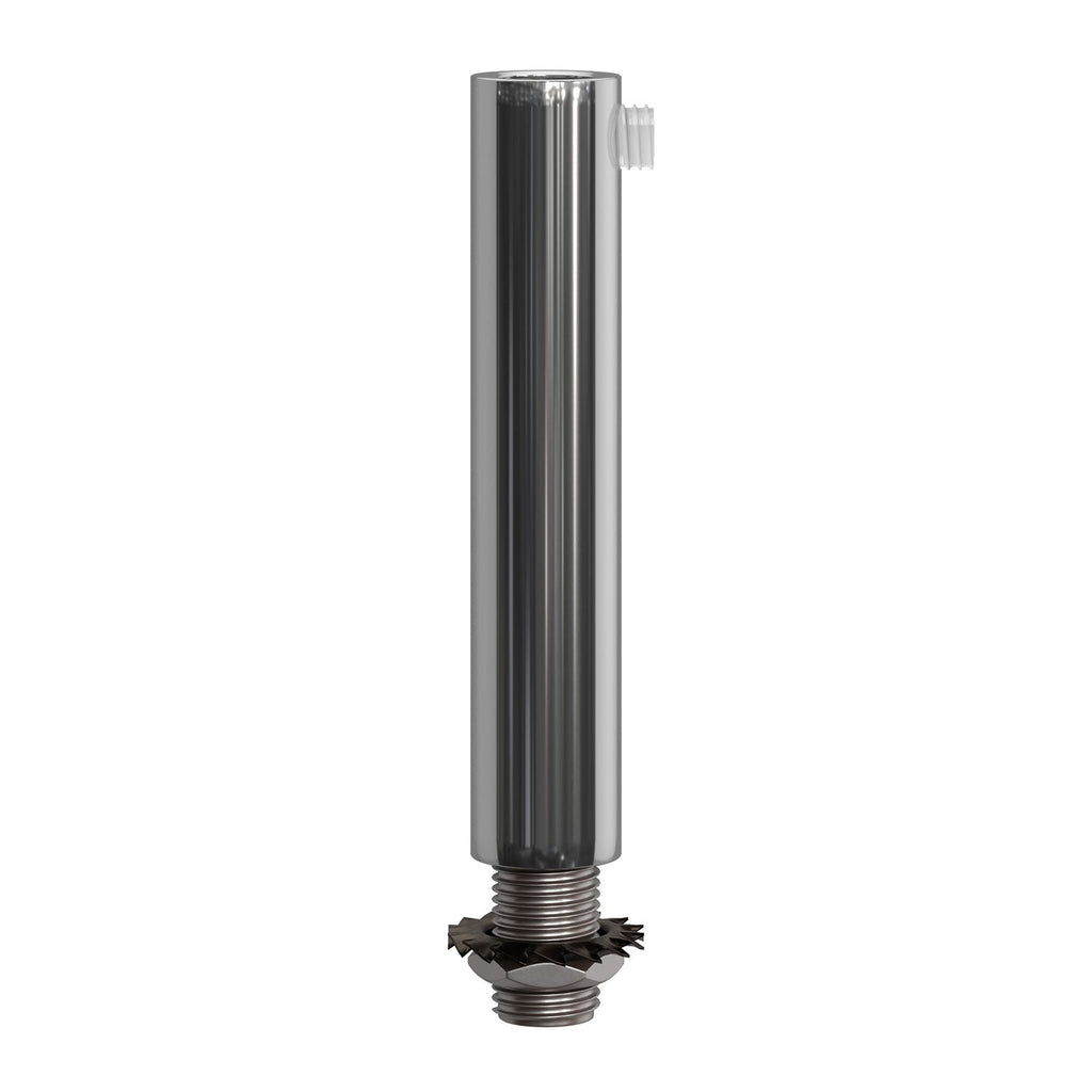 Zylindrische Metall-Zugentlastung, 7 cm lang, mit Stange, Mutter und Unterlegscheibe – Chrom