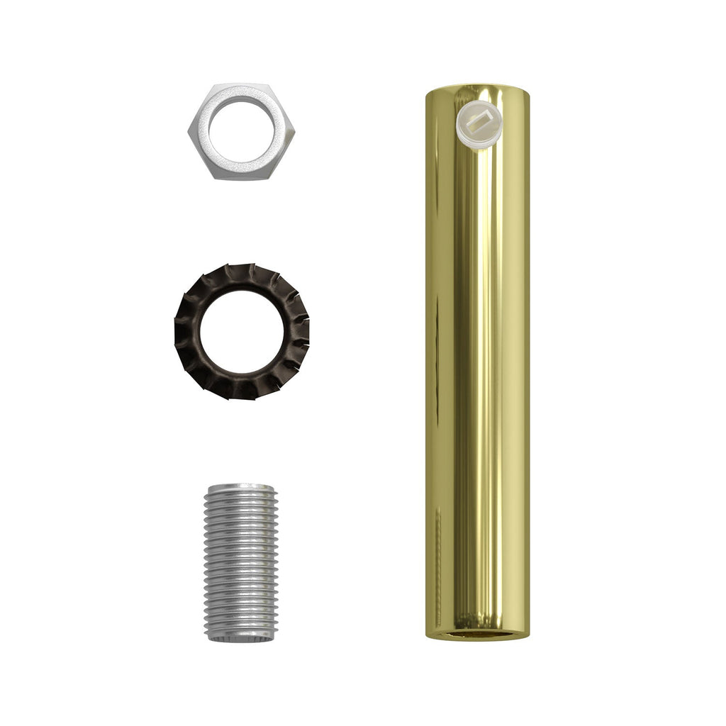 Zylinderförmige Kabelklemme aus Metall, 7 cm Länge, komplett mit Stange, Mutter und Scheibe – Messing – Ansicht 4