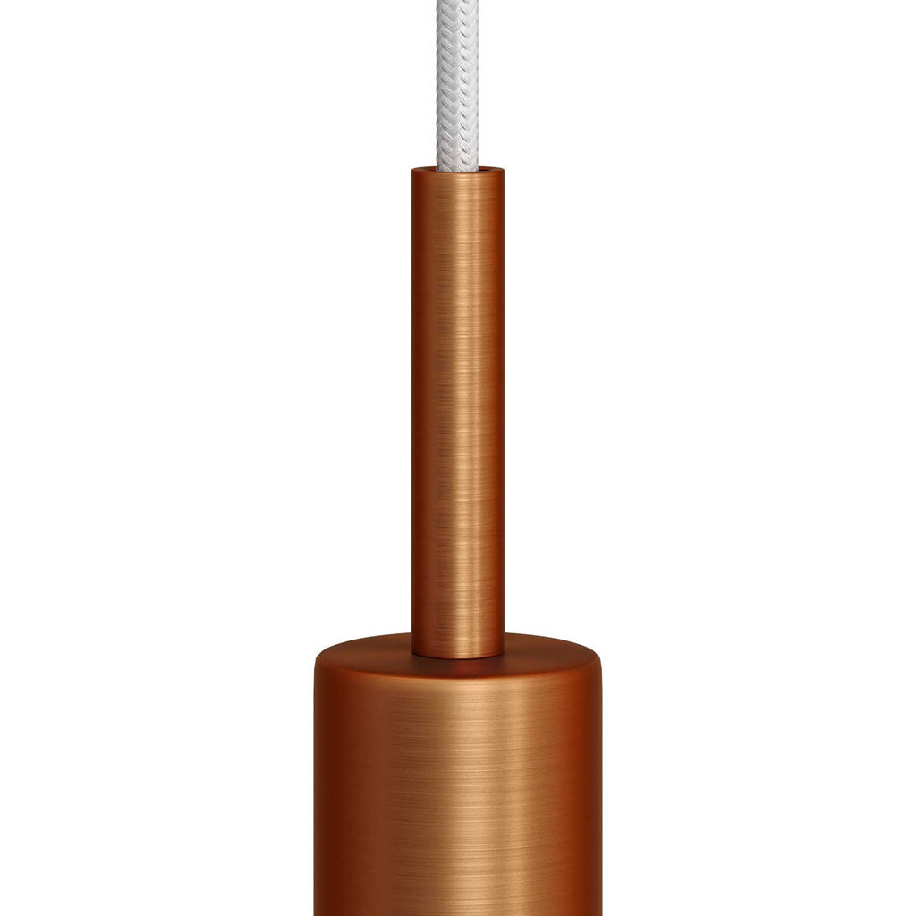Zylindrische Zugentlastung aus Metall, 7 cm lang, komplett mit Stange, Mutter und Unterlegscheibe - Satiniertes Kupfer – Ansicht 2