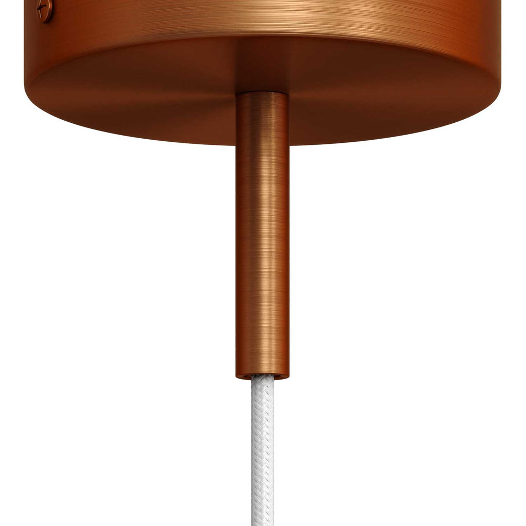 Zylindrische Zugentlastung aus Metall, 7 cm lang, komplett mit Stange, Mutter und Unterlegscheibe - Satiniertes Kupfer – Ansicht 3