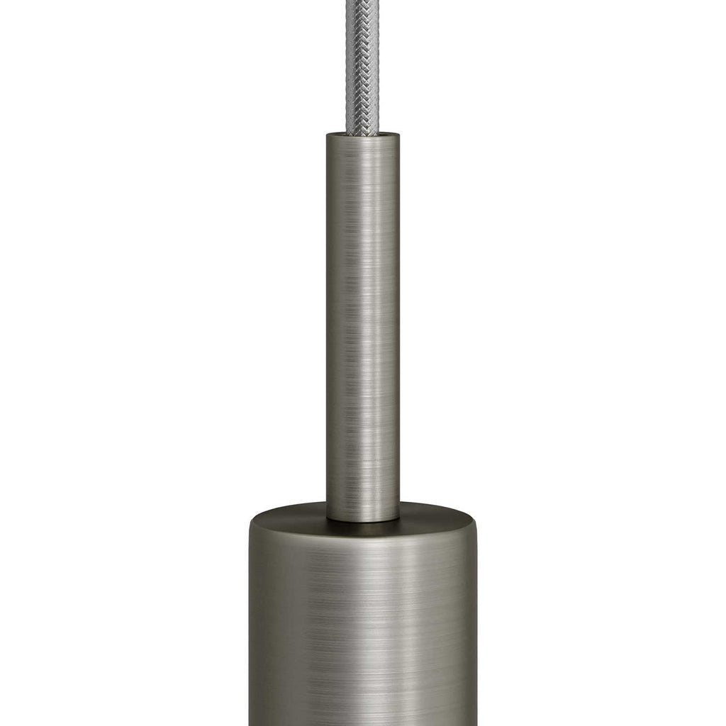 Zylindrische Metall-Zugentlastung, Länge 7 cm, komplett mit Stange, Mutter und Scheibe - Satiniertes Titan – Ansicht 2